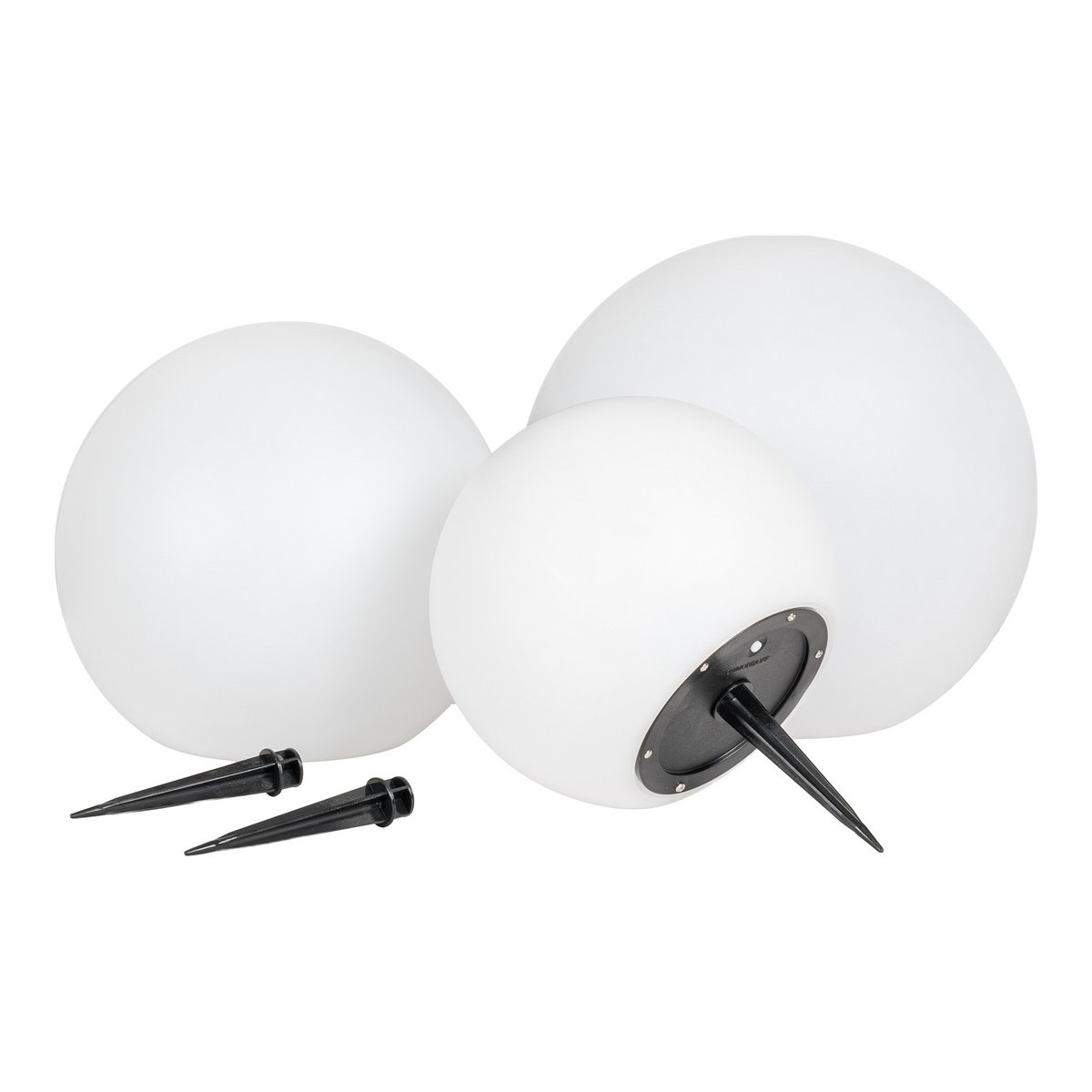 Solar LED Garden Lamps - White PP Outdoor Lights, Set of 3