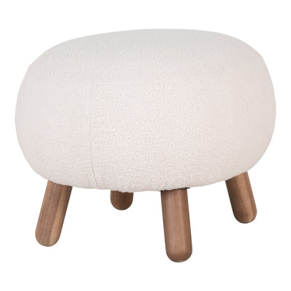Savona Footrest - White, Polyester/Rubberwood/Pine, 60x50x37 cm