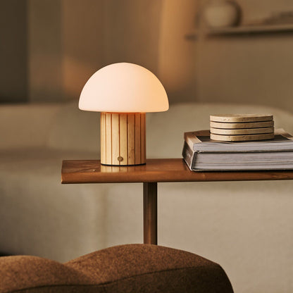 Siebe Light Brown Rechargeable Table Lamp | Dimmable, Modular Lampshade & 3 Light Colors