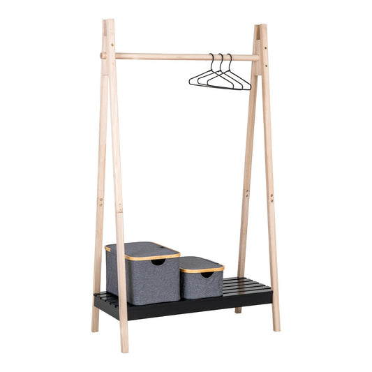Torino Clothes Rack - Natural/Black, MDF/Paulownia, 94.5x39x170 cm