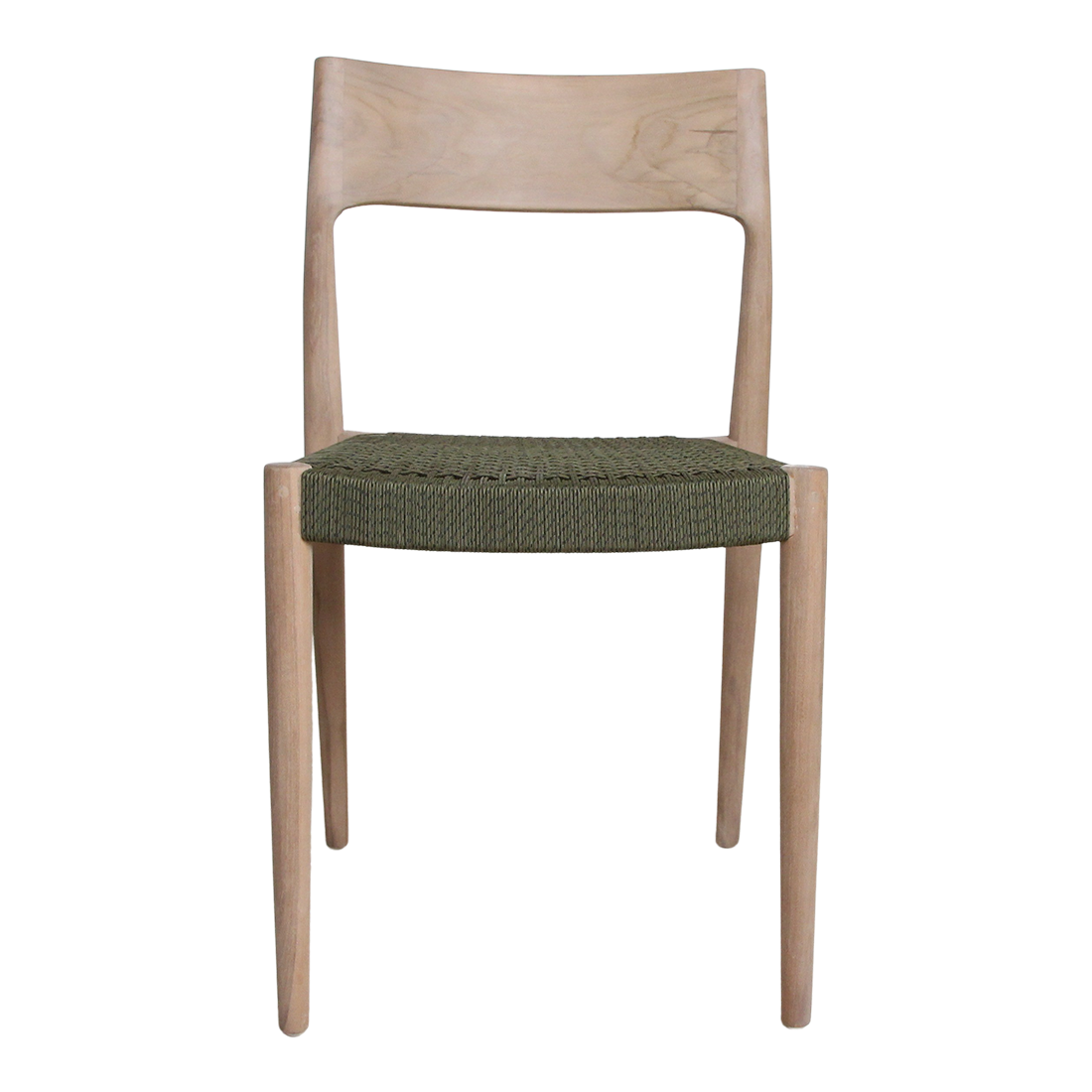 Teak Garden Chair - Freya Green Rope Seat, Light Teak Frame