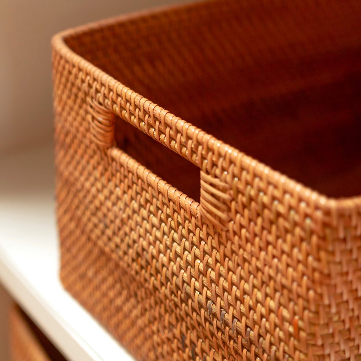 Rattan Shelf Basket - Handwoven Storage | Soeji