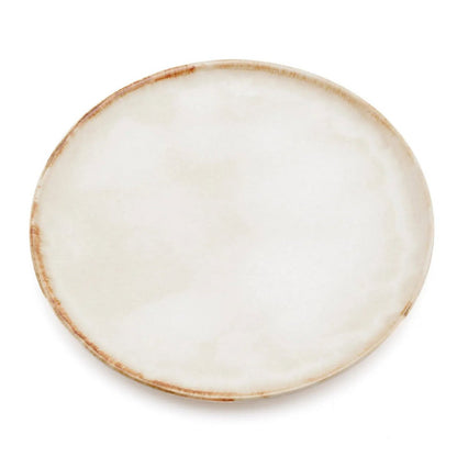 Stoneware Dinner Plate - Handmade Rustic Plate with Burnt-Umber Rim