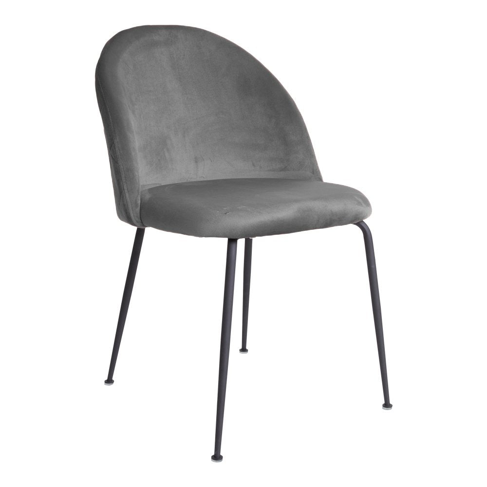 Chaise de salle à manger Geneve - Velours, Acier, Gris - Jeu de 2
