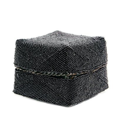 Storage Basket Beaded Black - Large | Bazar Bizar Living