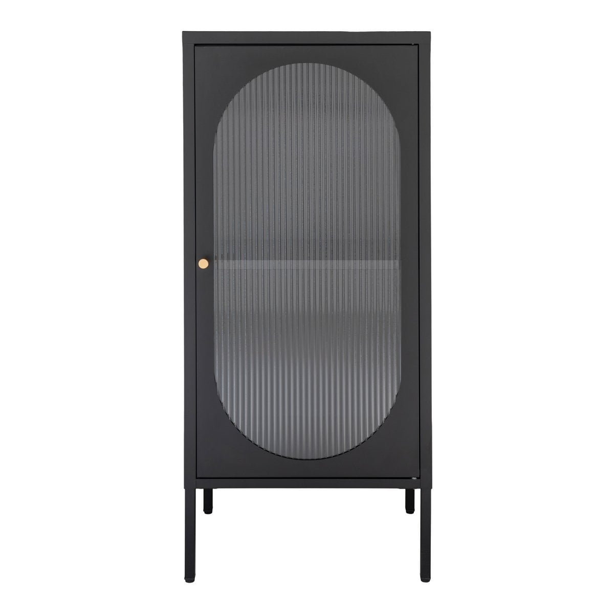 Black Steel Display Cabinet - Rippled Glass, Modern Style, 50x35x110 cm
