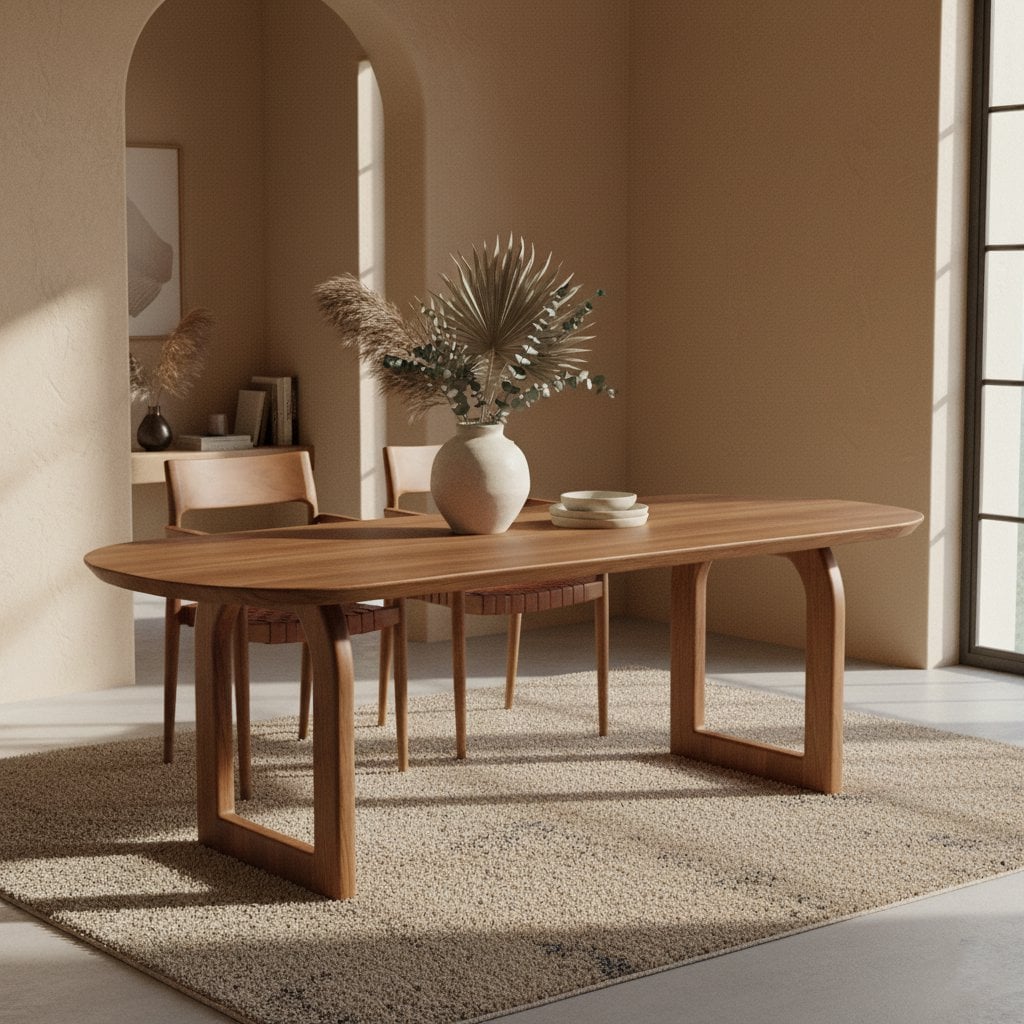 Mango Wood Dining Table – Bullnose Design, Rounded Edges