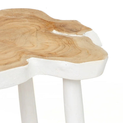 Rattan Side Table - Natural White Organic Accent Table