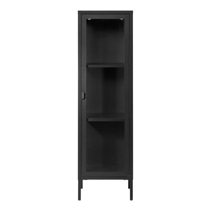 Black Steel Display Cabinet - Slim Modern Bookcase 40x35x140 cm