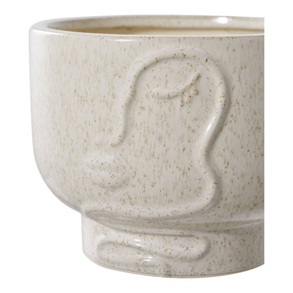 Ceramic Flowerpot - Beige Nordic Style Planter, Small Size