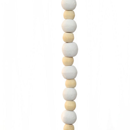 Natural Wood Woven Necklace - White Organic Style