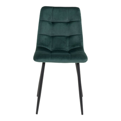Middelfart Dining Chair - Polyester Velvet, Steel, Dark Green - Set of 2