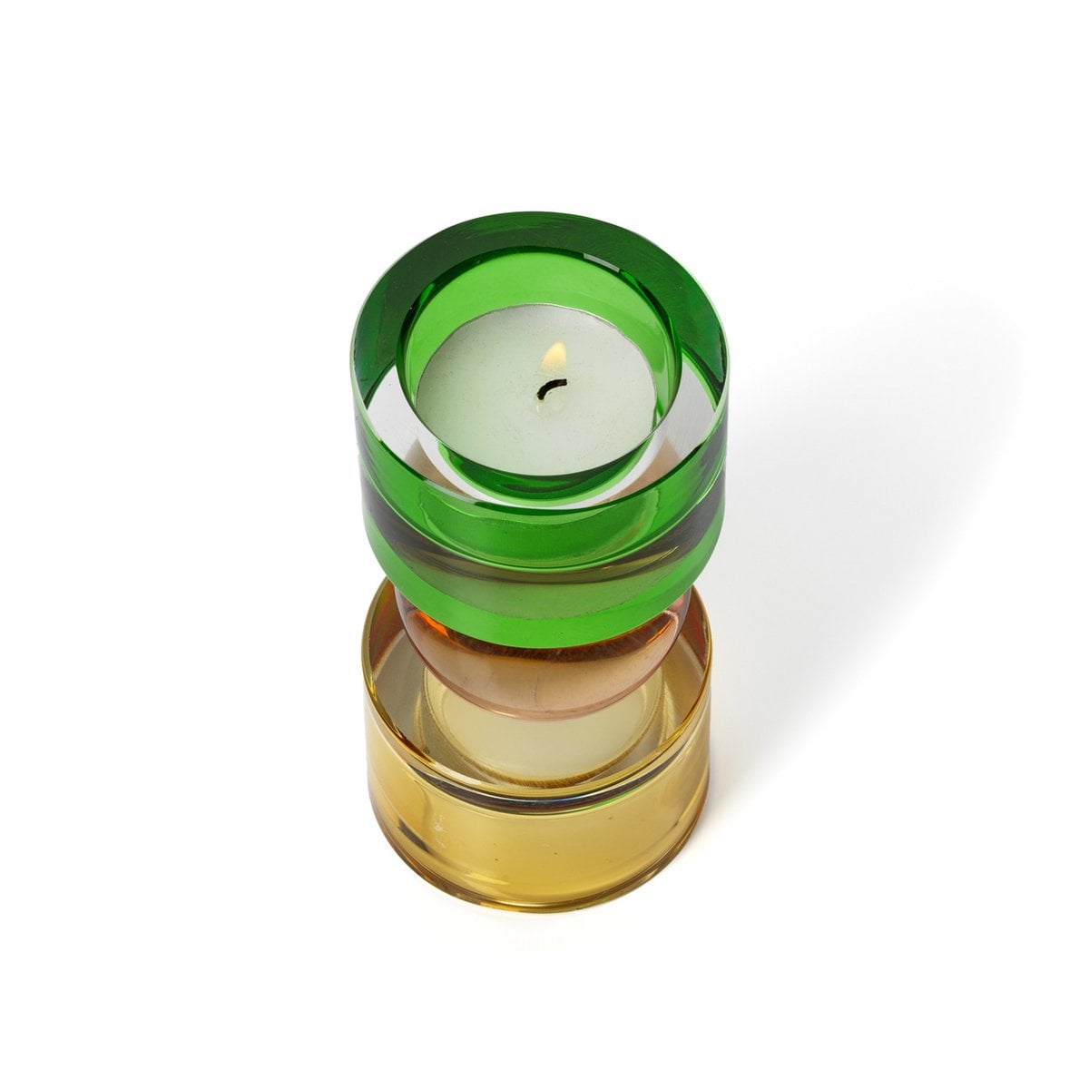 Recycled Glass Tea Light Candle Holder - Low Solar Jewel Design