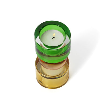 Recycled Glass Tea Light Candle Holder - Low Solar Jewel Design
