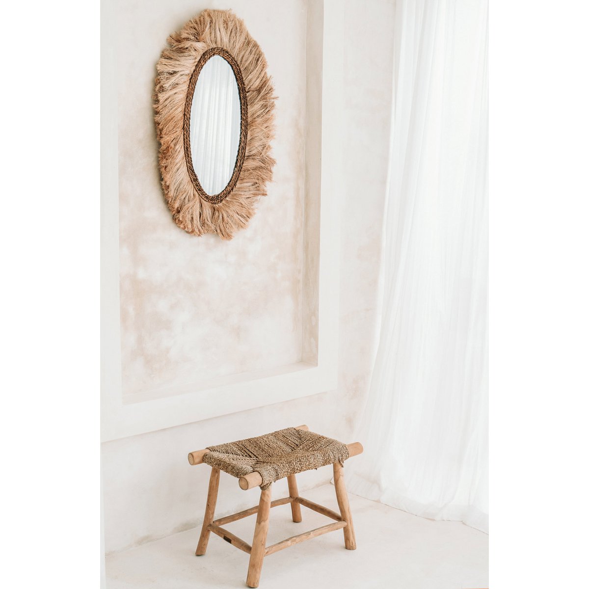 Seagrass Stool - Natural Woven Accent Stool - Medium