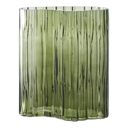 Jarrón - Verde ahumado, Cristal, 21x12x26.5cm