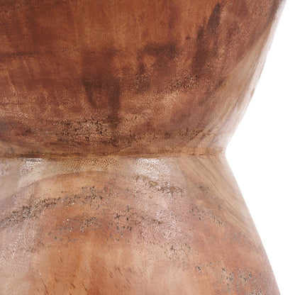 Suar Wood Kona Stool - Natural Hand-Carved Accent Seat