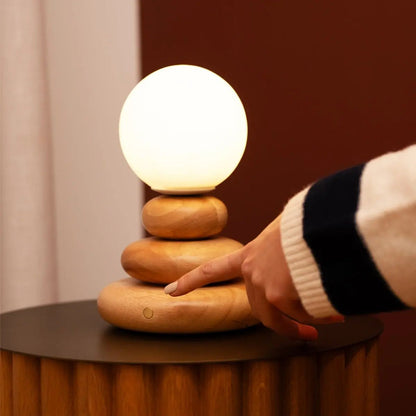 Isabella Light Brown Wooden Rechargeable Lamp | Dimmable, Cordless & Warm Light