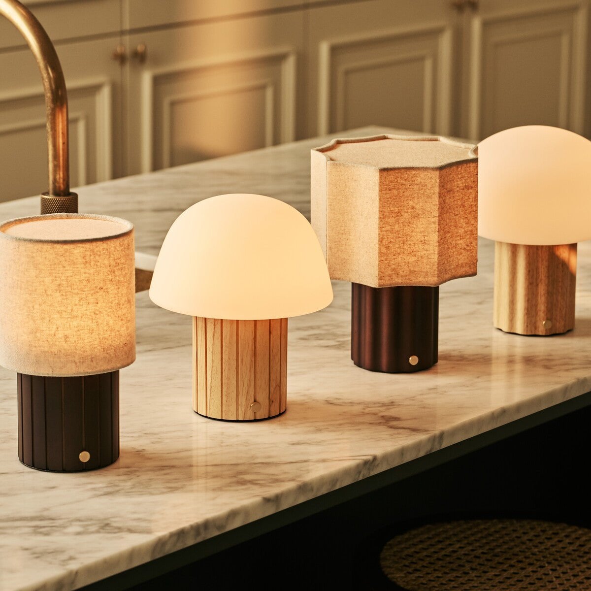 Javi Dark Brown Rechargeable Table Lamp | Versatile, Wood & Up to 100 Hours of Light