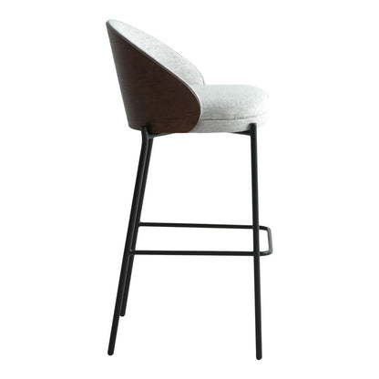 Chaise Bar Canelas - Gris Clair/Marron Foncé, MDF/Polyester/Acier - Ensemble de 2