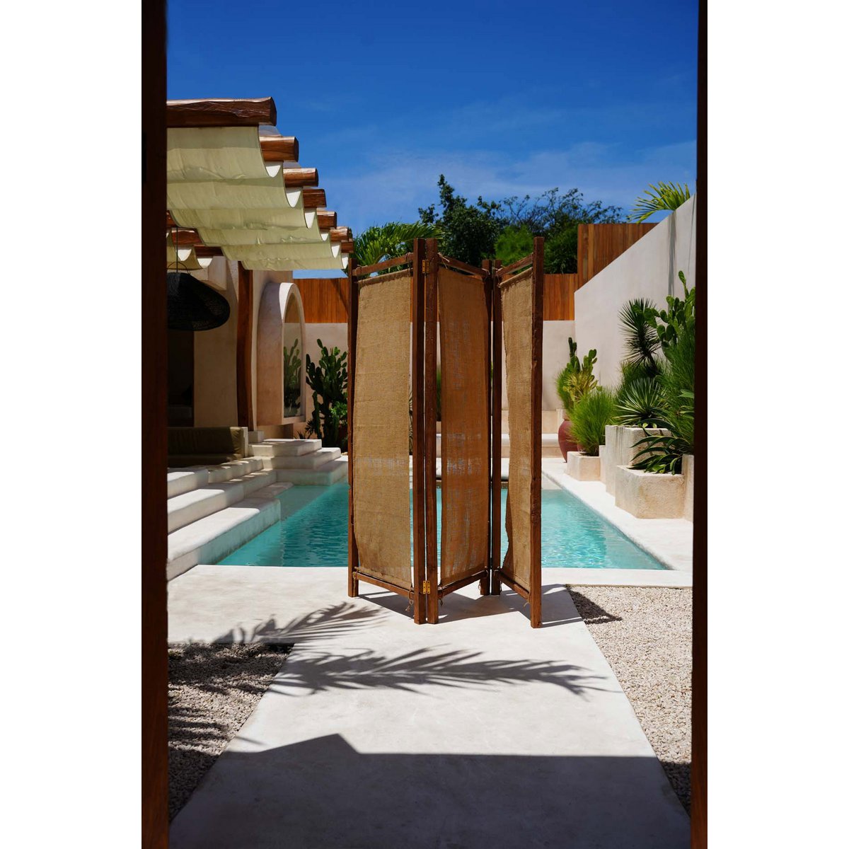Natural Fiber Room Divider - Freestanding Woven Partition, Zenbu Style