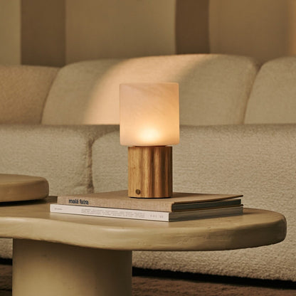 Cordless Table Lamp - Light Brown Rechargeable, Dimmable, 3-Color