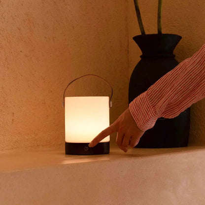 Avery Dark Brown Rechargeable Wooden Table Lamp | Leather Strap, Cordless & Dimmable