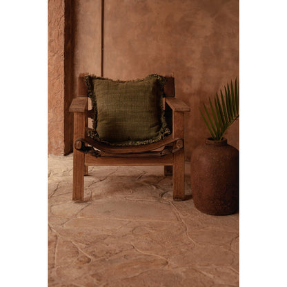 The Jungle Fringe Cushion Cover - Green