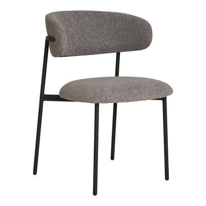 Bouclé Dining Chairs – Light Grey Modern Set of 2, 59cm Wide