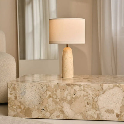 Marble Table Lamp with Cotton Shade – Elegant Design