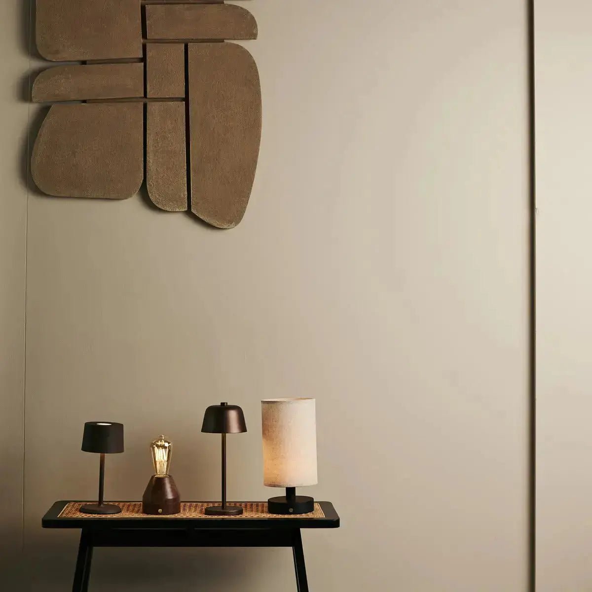 David Mocha Brown Rechargeable Table Lamp 2 in 1 with Adjustable Height | Dimmable & Cordless