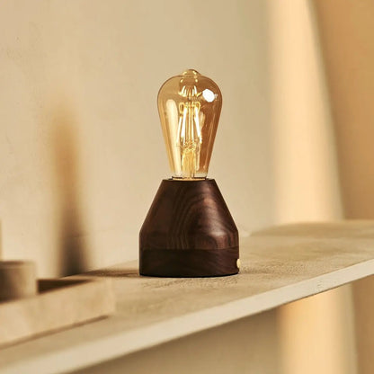 Zavi Walnut Rechargeable Table Lamp | LED, Cordless & 80-Hour Battery Life