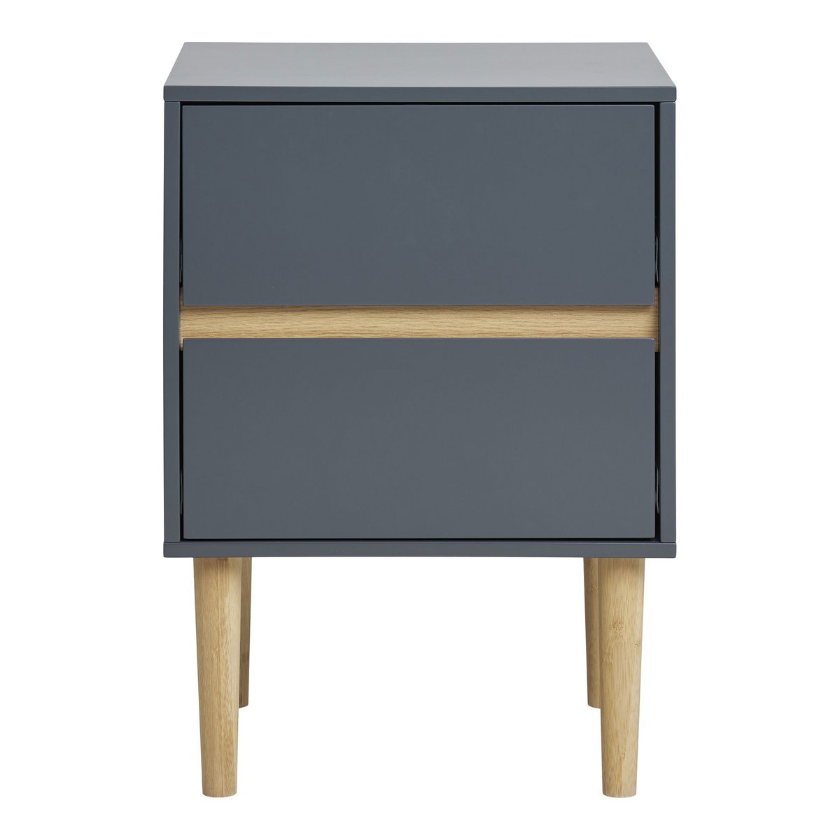 Dark Grey Wood Side Table with 2 Drawers | Bisley