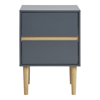 Dark Grey Wood Side Table with 2 Drawers | Bisley
