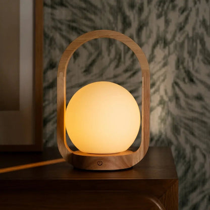 Skye Light Brown Wooden Cordless Lamp | Rechargeable, Dimmable & 3 Light Modes