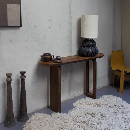 Mango Wood Console Table - Brown Bullnose Entryway Table