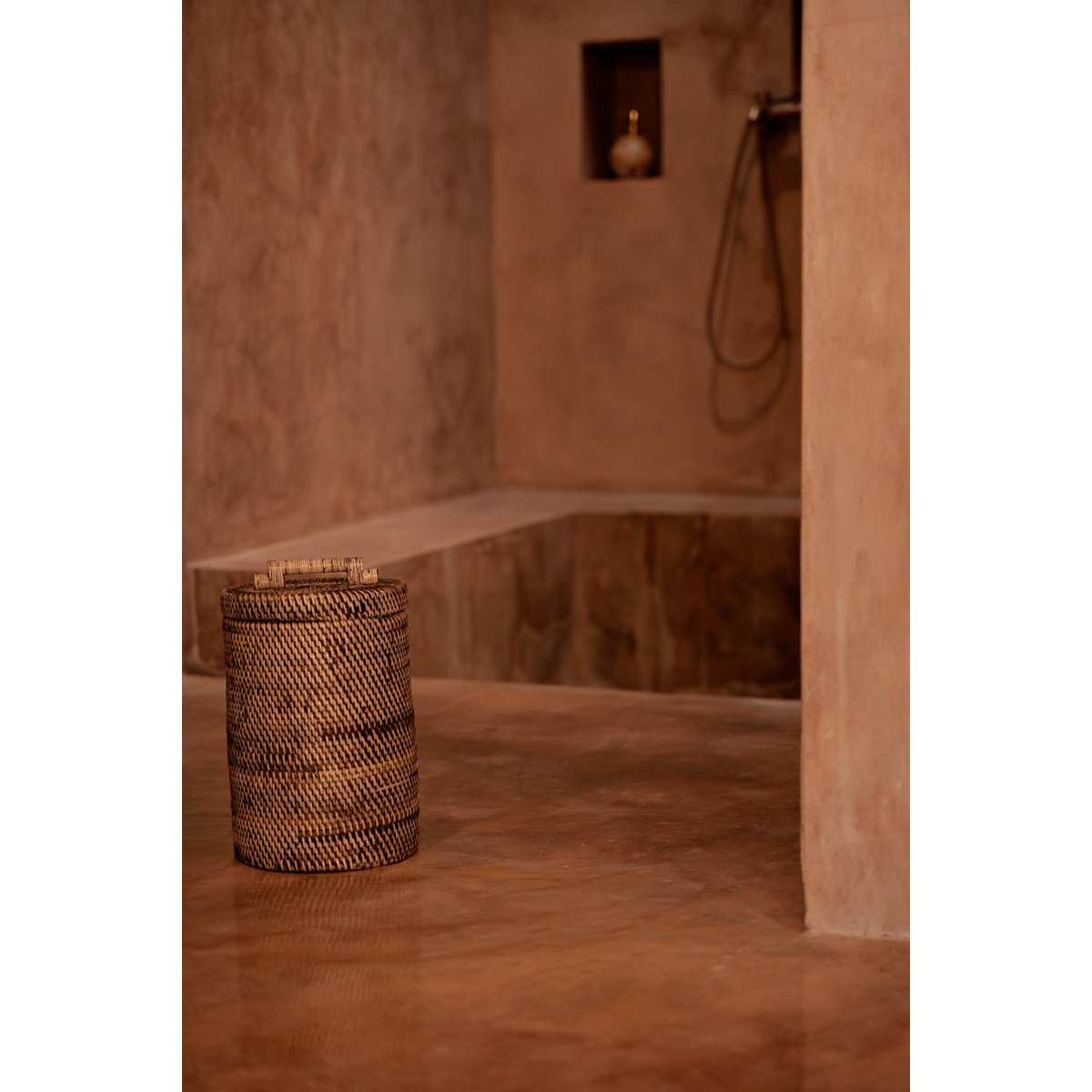 Rattan Storage Basket – Natural Brown Lidded Bin