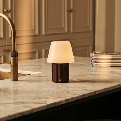 Javi Dark Brown Rechargeable Table Lamp | Versatile, Wood & Up to 100 Hours of Light