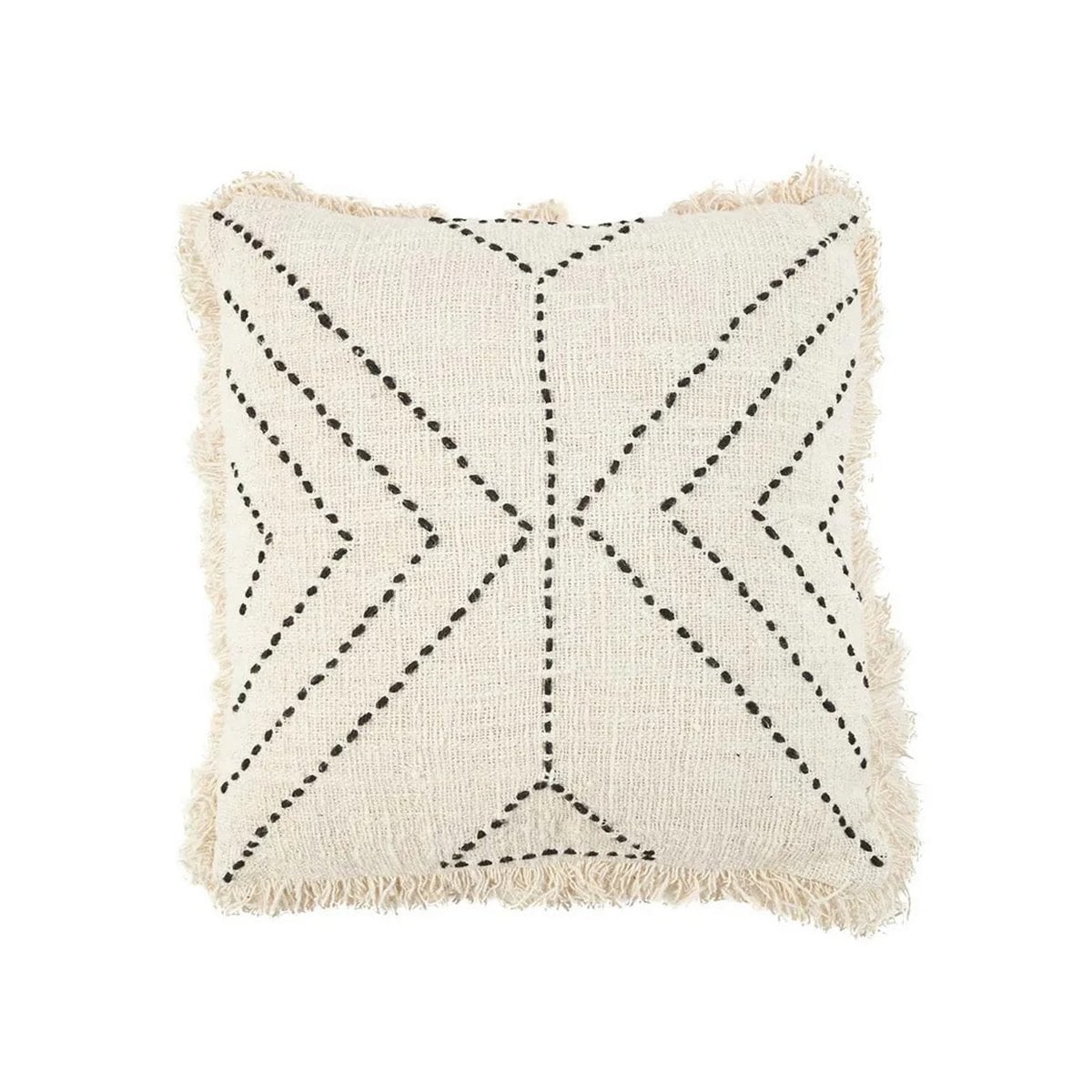 Raffia Cushion Cover - Tribal Design - Natural Black, 50x50