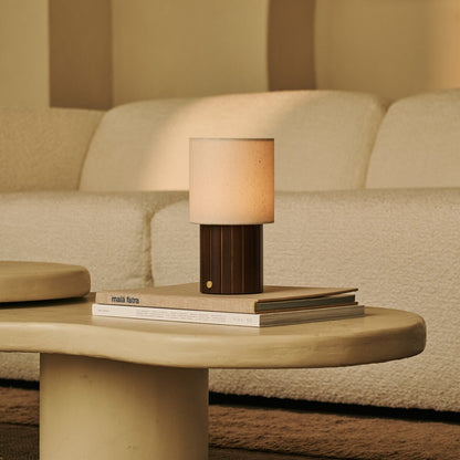Cordless Table Lamp - Dark Brown Linen Blend Rechargeable Lamp