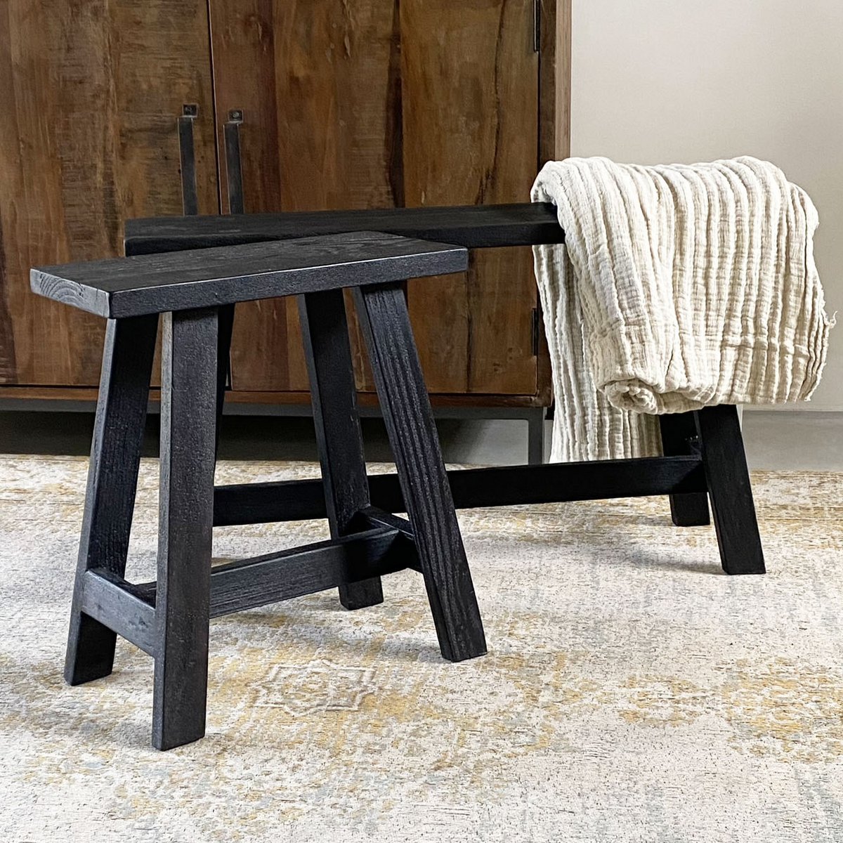 Black 'bus stop' bench medium