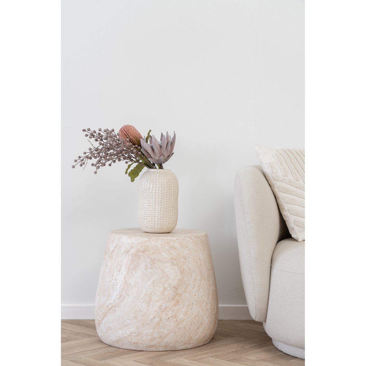 Fiberclay Side Table - Natural Accent Table, 47.5x41 cm