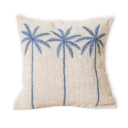 Cotton Cushion Cover Palm Tree Pattern – Boho Embroidered Cushion – Decorative Pillow – Embroidered Cushion Cover 40x40 or 50x50 cm ANARKA