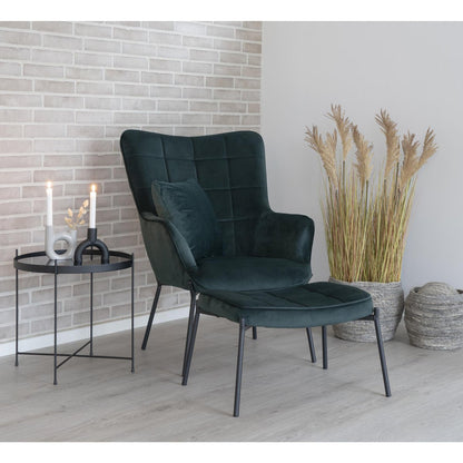 Glasgow Footrest - Velvet, Green - 61x41x36 cm