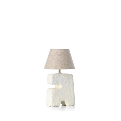 Papier-Mâché Table Lamp Small Bedside Light - White Sculptural Design