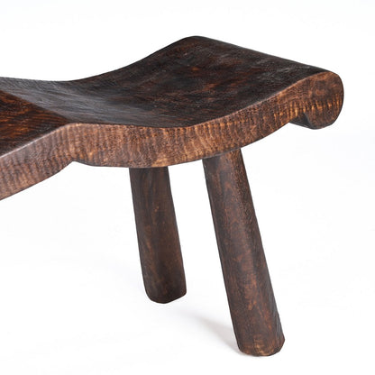 Mango Wood Wave Bench - Dark Walnut Finish - Medium