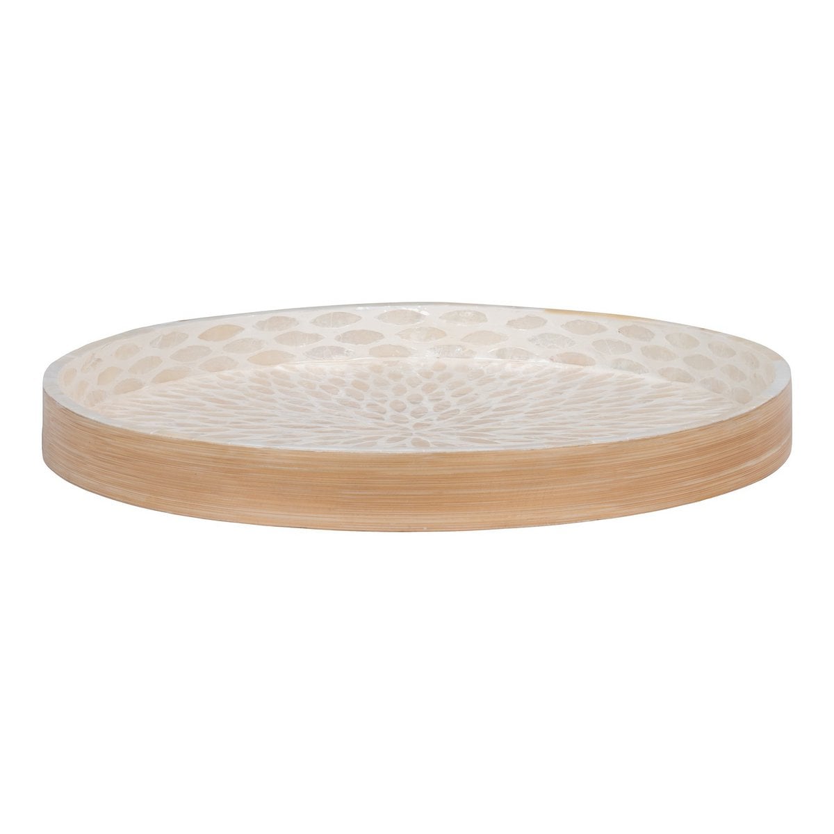 Tray - Tray, bamboo/capiz, beige, 40x40x3,5 cm
