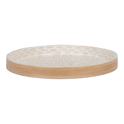 Tray - Tray, bamboo/capiz, beige, 40x40x3,5 cm