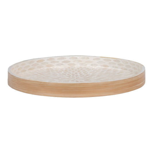 Plateau - Plateau, bambou/écaille de capiz, beige, 40x40x3,5 cm
