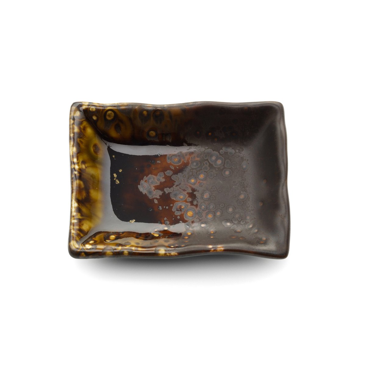 Ceramic Appetizer Bowl - Brown Glaze Small Rectangular Serving Dish